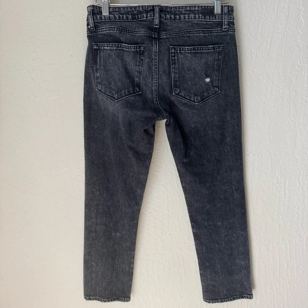PAIGE Brigitte Fringe Trimmed Mid-Rise Slim Jeans Black Size 27 - Picture 8 of 16